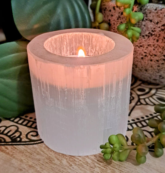 Selenite Candle Holder