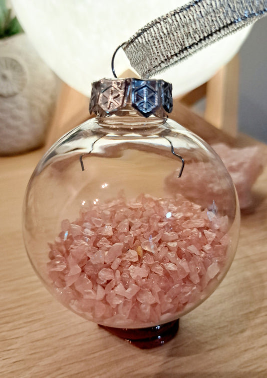 Crystal Christmas Bauble ~ Rose Quartz