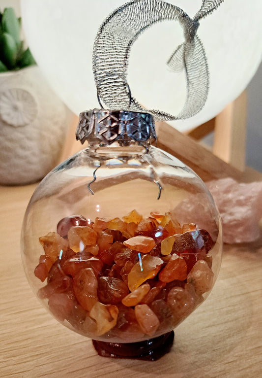 Crystal Christmas Bauble ~ Carnelian