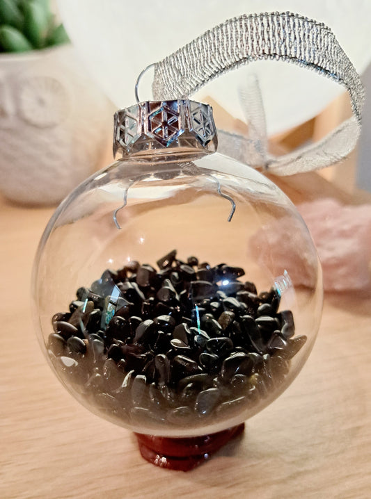 Crystal Christmas Bauble ~ Black Obsidian